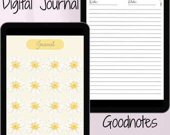 Diario floral vintage: diseño en tonos pastel en blanco y amarillo de ensueño - Impresión digital