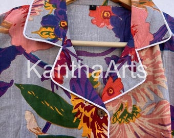 Pijama de algodón con estampado floral indio