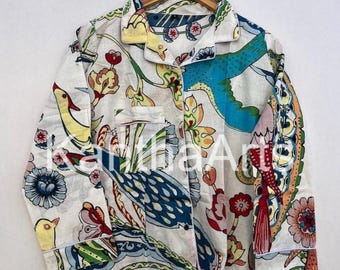 Pijama de algodón con estampado floral indio