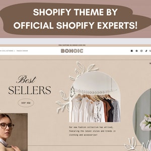 Shopify Theme Template, Boho Shopify Theme, shopify theme template boutique with canva banners, Neutral Website, Shopify Banner Template