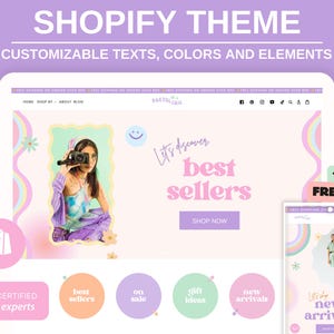 Boutique Pastel Shopify Theme Template, pink shopify theme with canva banners, Pastel Website,Shopify Banner Template with Shopify Planner