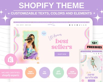 Boutique Pastel Shopify Theme Template, pink shopify theme with canva banners, Pastel Website,Shopify Banner Template with Shopify Planner