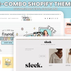 Combo White Shopify Theme Template,Sleek Shopify Boutique theme with canva banners,Neutral Website,Shopify Banner Template & Shopify Planner