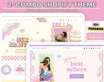 Combo Groovy Shopify Theme Template,pink Shopify Boutique theme with canva banners,Neutral Website,Shopify Banner Template & Shopify Planner