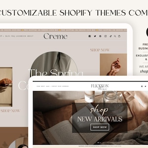 Combo Creme Shopify Theme Template,Luxe-eory Shopify Boutique with canva banners, Neutral Website, Shopify Banner Template w Shopify Planner