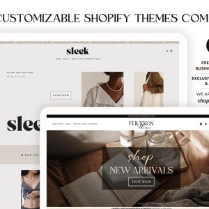 Combo Sleek Shopify Theme Template,Luxe-eory Shopify Boutique with canva banners, Neutral Website, Shopify Banner Template w Shopify Planner