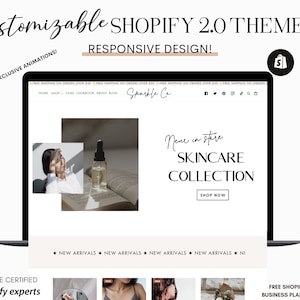 Easy Shopify Theme Template, Minimal Website Shopify Design Boutique, Neutral Website, Shopify Banner Template with Free Shopify Planner