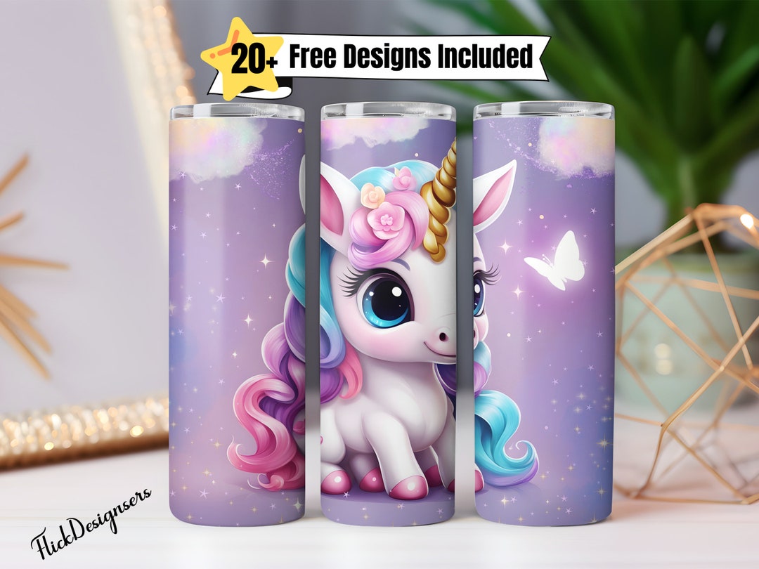 Cute Unicorn Tumbler Cup Wrap Png, Colorful Unicorn Rainbow Tumbler ...