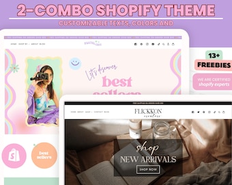 Combo Groovy Boutique Shopify Theme Template,pink Shopify theme with canva banners,Neutral Website,Shopify Banner Template & Shopify Planner