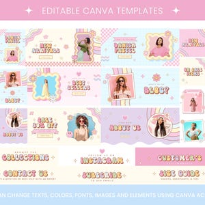 Shopify Theme Template,Groovy pink Shopify Boutique theme with canva banners,Neutral Website,Shopify Banner Template with Shopify Planner image 3