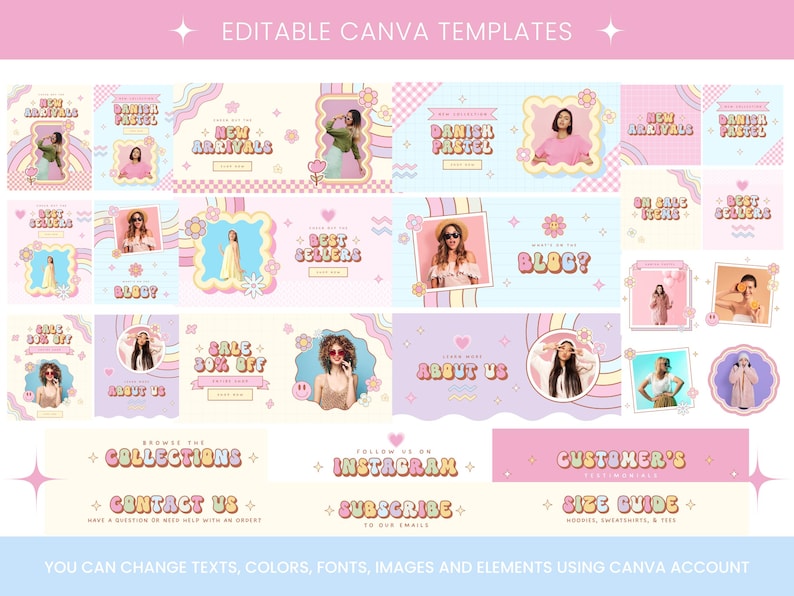 Shopify Theme Template,Groovy pink Shopify Boutique theme with canva banners,Neutral Website,Shopify Banner Template with Shopify Planner image 3