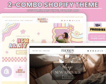 Combo Groovy Boutique Shopify Theme Template,pink Shopify theme with canva banners,Neutral Website,Shopify Banner Template & Shopify Planner
