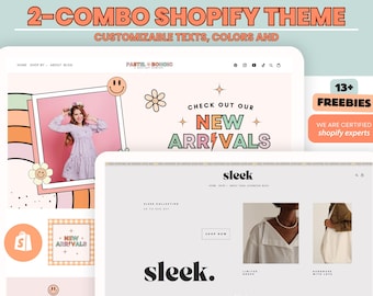 Combo Shopify Theme Template, Sleek Shopify Boutique theme with canva banners,Neutral Website,Shopify Banner Template & Shopify Planner