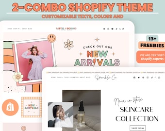 Combo Shopify Theme Template, Sparkle Shopify Boutique theme with canva banners,Neutral Website,Shopify Banner Template & Shopify Planner