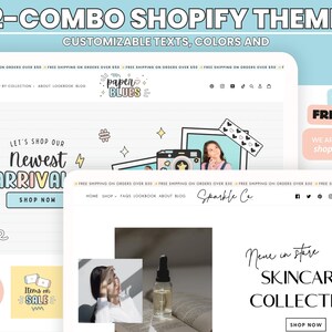 Combo White Shopify Theme Template,MinimalShopify Boutique theme with canva banners,Neutral Website,ShopifyBanner Template & Shopify Planner