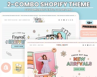 Combo White Shopify Theme Template,pink Shopify Boutique theme with canva banners,Neutral Website,Shopify Banner Template & Shopify Planner