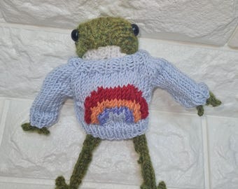 Knitted Rainbow Sweater Pattern for DotpebblesKnits Frog (Digital Download)