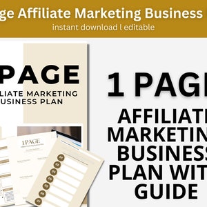 1 Page Affiliate Marketing Business Plan, Affiliate Marketing Plan Guide, Step By Step Affiliate Marketing. Passive Income Ebook, Affiliate