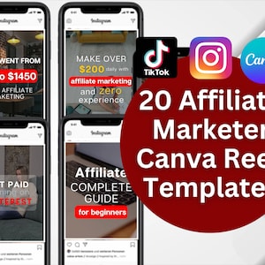 20 Editable Instagram Reel Affilliate Marketer Templates for Reel Videos Instagram, Tiktok and Youtube Affiliate Marketing Online Business
