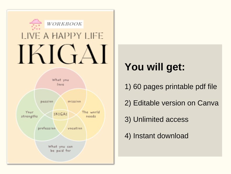 Ikigai Workbook Instant Download,ikigai Planner, Life Purpose Planner ...