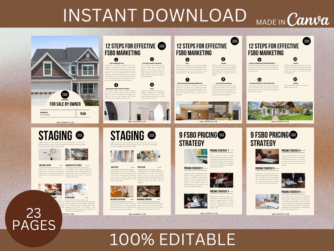 Ultimate FSBO Marketing Bundle for Sale by Owner Real Estate Handout ...