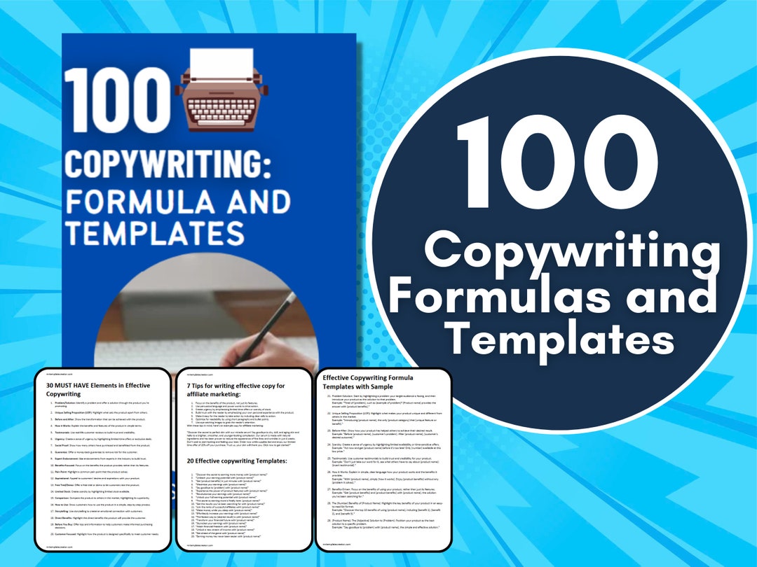 100 copywriting formulas and template done for you template fill in