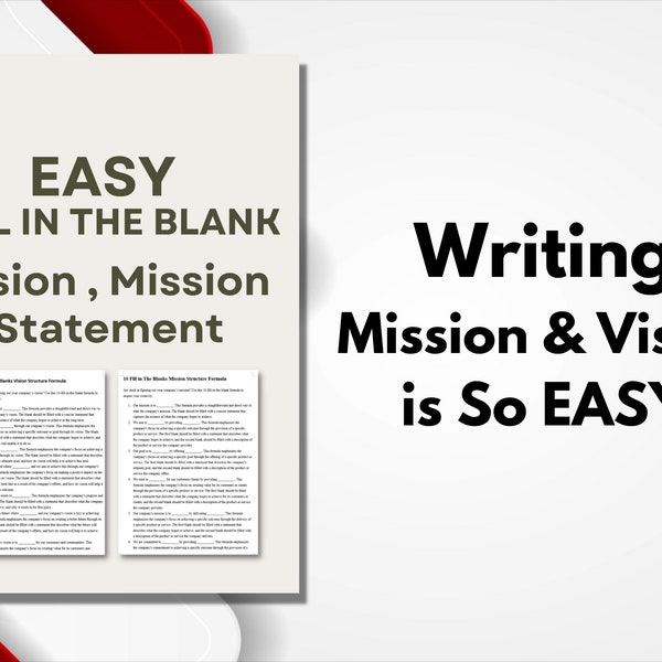 The Easy Mission & Vision Statement Formula.A fill in the blank guide for defining your small business mission and Vision.Create Your Own