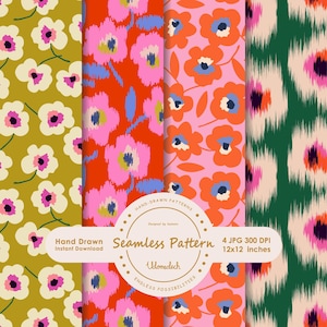 Hand drawn Vibrant Floral Seamless Pattern 4 JPEG (Digital Download)