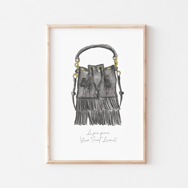 Sac de luxe / watercolor art / Luxury fashion poster /Handbag/ Affiche luxe/ Fashion print