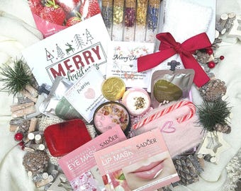 CHRISTMAS gift set - Christmas Hamper Pamper for friend / Self care Christmas box / spa gift box