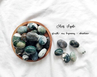 Moss Agate Tumble Stone Moss Agate Crystal Natural Moss Agate Natural Crystal Moss Agate tumble gemstone Meditation crystal Moss Agate stone