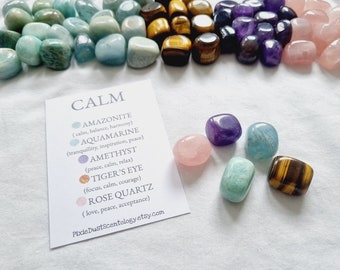 Crystals for Calm Calming Crystals Anxiety Kit Self Care Set Stress Relief Natural Crystal Set Meditation Crystals Calm Gift For Anxiety