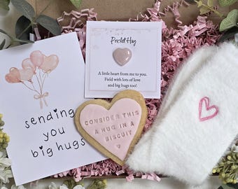 MINI ABRAZO en una CAJA - Caja de regalo personalizada Enviando abrazos Regalo de cumpleaños Regalo de autocuidado Regalo para buzón Envía directamente pensando en ti regalo