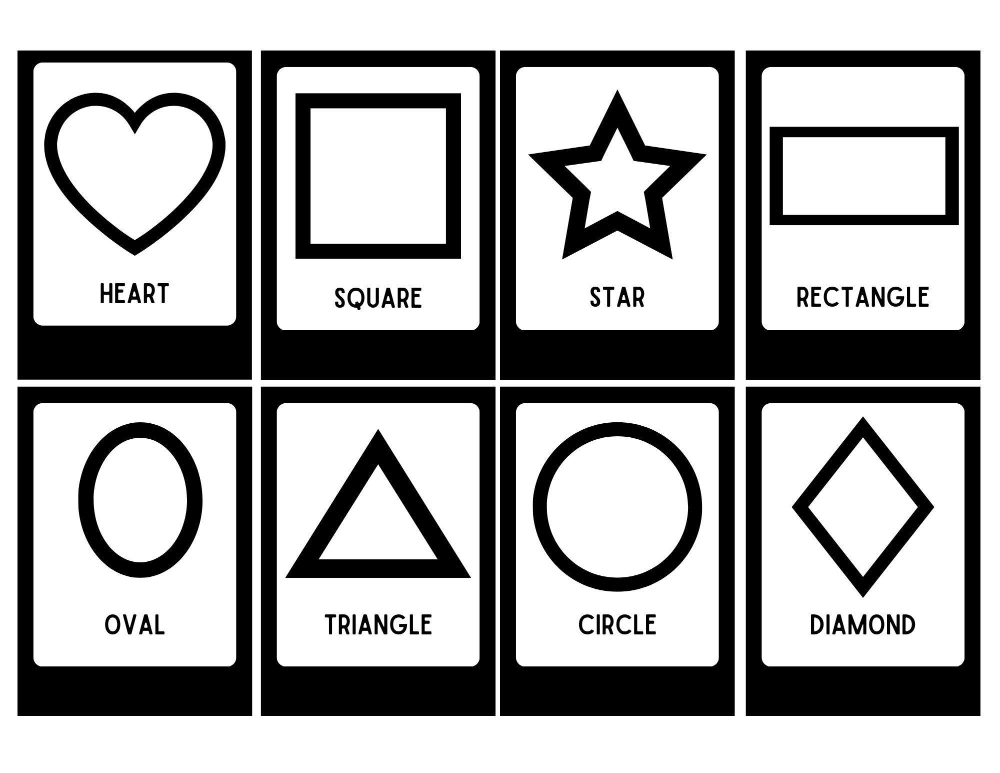 Shape Flash Cards black & White Preschool Early Etsy