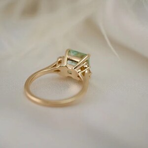 Vintage Natural Aquamarine Ring Sterling Silver Emerald Cut Engagement Ring For Women March Birthstone Promise Ring Anniversary Gift For Her image 5