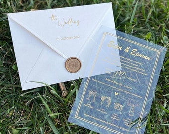 Folded Acrylic Wedding Invitation | Quinceanera Party Invitation | Elegant Clear Invitation | Luxury Birthday Invite | Bridal Shower