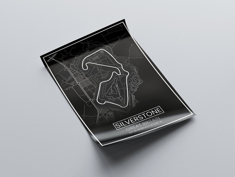 Silverstone Print Silverstone Circuit Print | 13 Sizes | Formula 1 | Fathers Day | Black ...