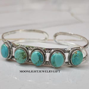 Mohave Turquoise Bangle, Women, 925 Sterling Silver, Adjustable Bangle, Handcraft, Girls Gift, Designer,
