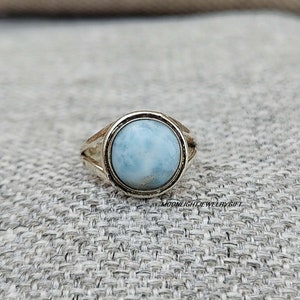 Larimar Ring, Gemstone Ring, 925 Sterling Silver Ring, Women Ring, Beautiful Ring,Handmade Ring, Statement Ring, Band Ring, Boho Ring, Gifts