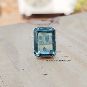 Aquamarine Ring, 925 Sterling Silver Ring, Gemstone Ring, Handmade Ring, Statement Ring, Band Ring, Anniversary Ring, Women Ring, Gifts Item