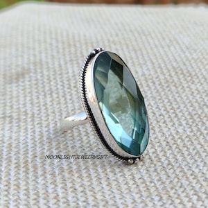 Aquamarine Ring, 925 Sterling Silver Ring, Women Ring, Gemstone Ring, Birthday Ring, Worry Ring, Handmade Ring, Dainty Ring, Gifts Present,