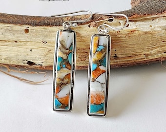 Oyster Copper Turquoise Sterling Silver Dangle Earrings