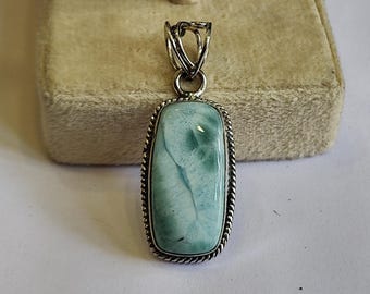 Natural Larimar Pendant, 925 Sterling Silver Pendant, Handmade Jewelry, Gemstone Pendant, Statement Jewelry, Women Pendant, Gift For Her ///