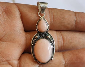 Pretty Pink Opal Pendant, 925 Sterling Silver Pendant, Gemstone Necklaces, Handmade Pendant, Statement Jewelry, Gift for Her, ///