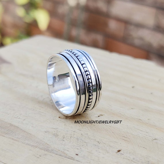 Sterling Silver Spinner Ring, Handmade Meditation Worry Ring - Etsy