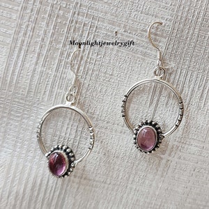 Natural Amethyst Earring, Designer Silver Earring, 925 Sterling Silver, Solid Silver Earring, Gemstone Earring, Handmade Jewelry, Gifts For,