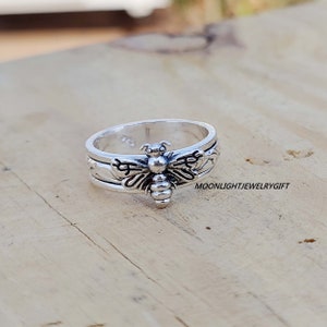 Honeybee Spinner Ring, 925 Sterling Silver Ring, Beautiful Ring, Birthday Ring, Worry Ring, Fitget Ring, Statement Ring, Handmade Ring, Gift
