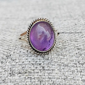 Natural Amethyst Ring,  925 Sterling Silver Ring, Gemstone Ring, Fidget Ring, Beautiful Ring, Promise Ring, Handmade Ring, Statement Ring,