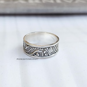 925 Sterling Silver Ring, Silver Ring, Thumb Ring, Band Ring, Flower band, Handmade Ring, Lovely Ring, Beautiful Ring, Worry Ring, Gifts Her