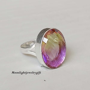 Ametrine Ring, 925 Sterling Silver Ring, Ametrine Silver Ring, Dainty Ring, Handmade Ring, Birthday Ring, Fidget Ring, Gemstone Ring, Gifts,